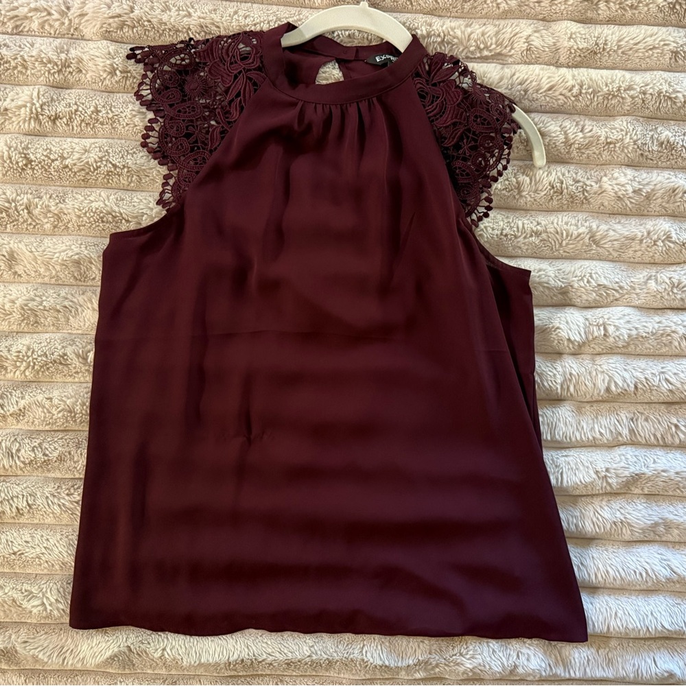 Express Burgundy Lace Top. Size medium. Brand new condition